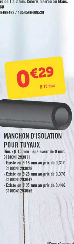 manchon d'isolation pour tuyaux