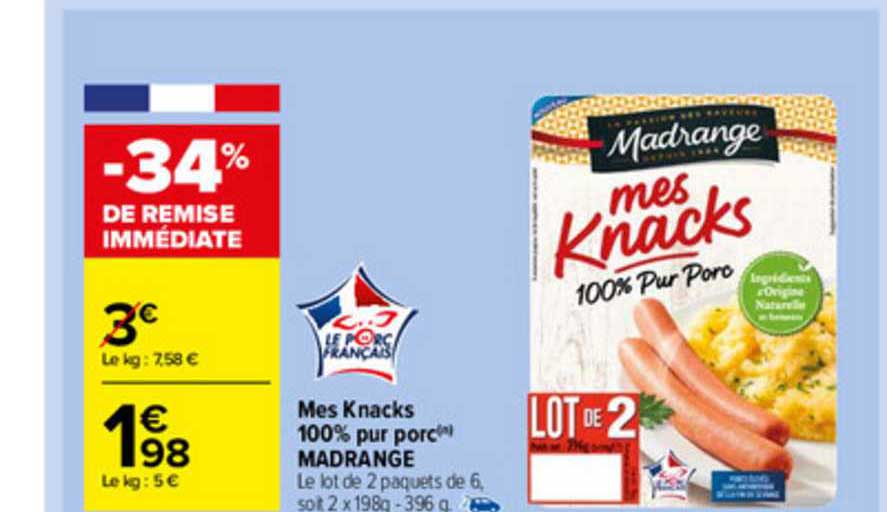 mes knacks 100% pur porc madrange