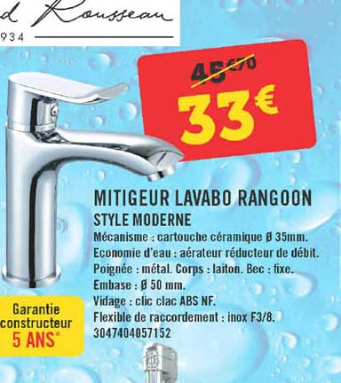 Mitigeur Lavabo Rangoon Style Moderne