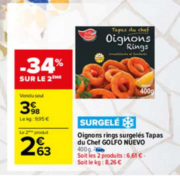 oignons rings surgelés tapas du chef golfo nuevo