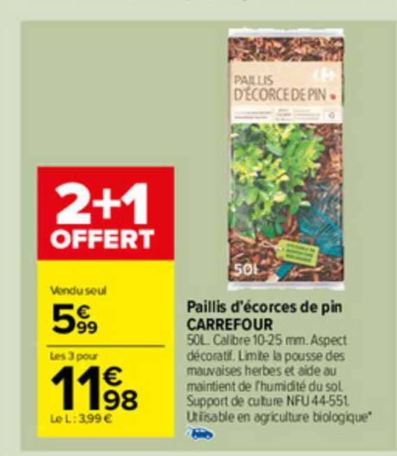paillis d'écorces de pin carrefour