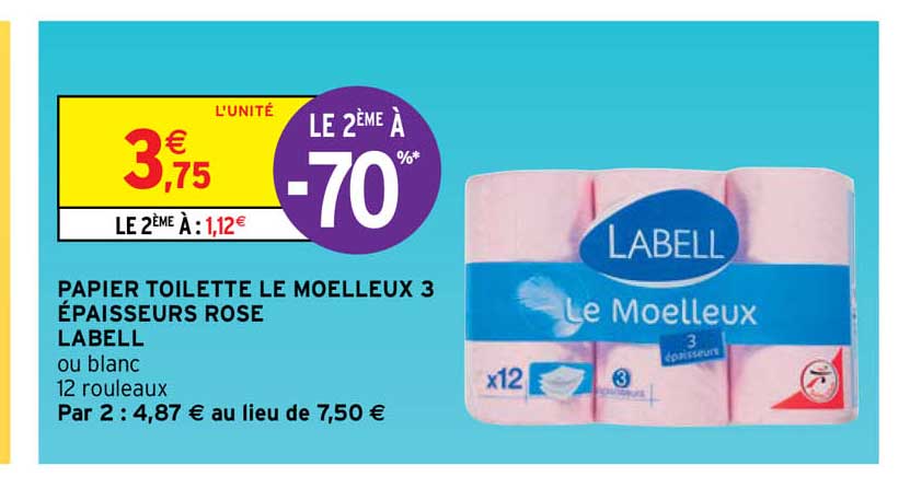papier toilette le moelleux 3 épaisseurs rose labell