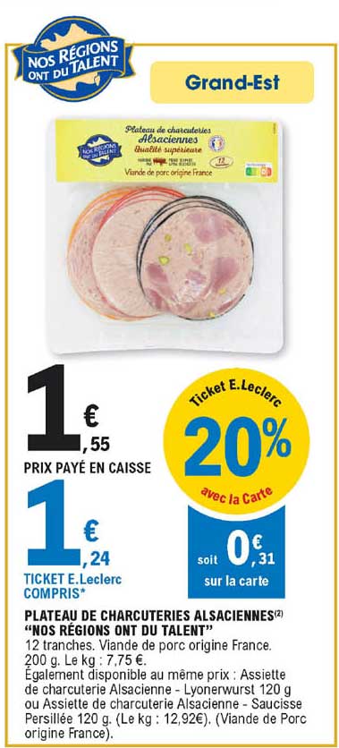 plateau de charcuteries alsaciennes "nos régions ont du talent"