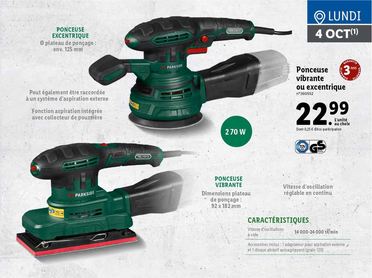 ponceuse vibrante ou excentrique parkside