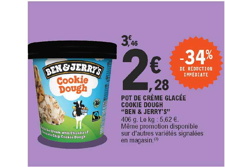 pot de crème glacée cookie dough "ben & jerry's"