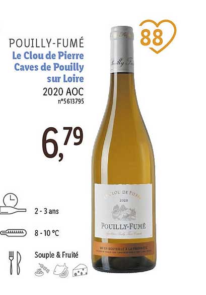 pouilly-fumé le clou de pierre caves de pouilly sur loire 2020 aoc