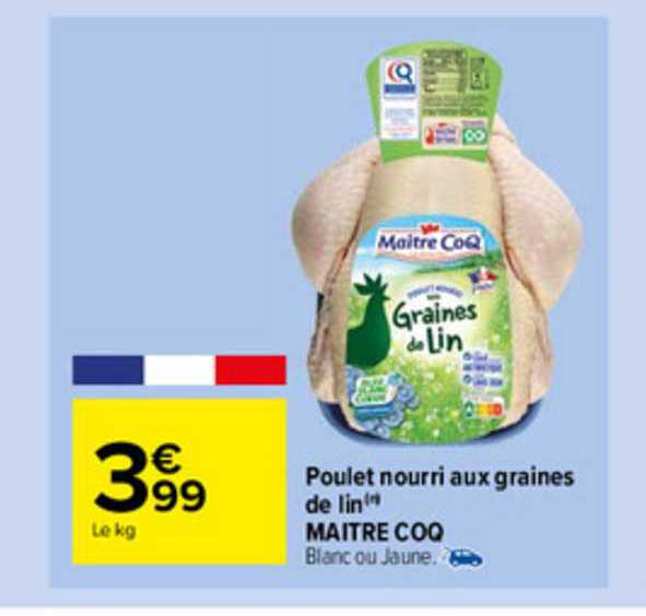 poulet nourri aux graines de lin maître coq