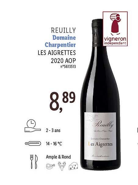 reuilly domaine charpentier les aigrettes 2020 aop