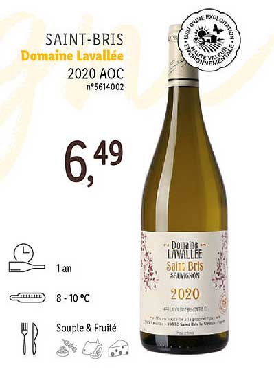 saint-bris domaine lavallée 2020 aoc