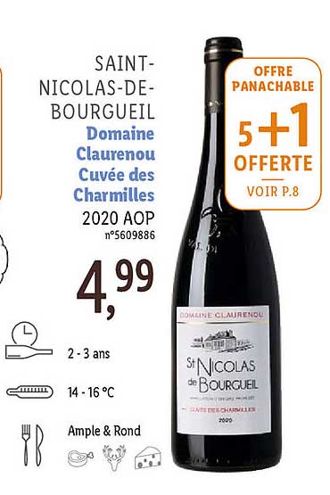 saint-nicolas-de-bourgueil domaine claurenou cuvée des charmilles 2020 aop