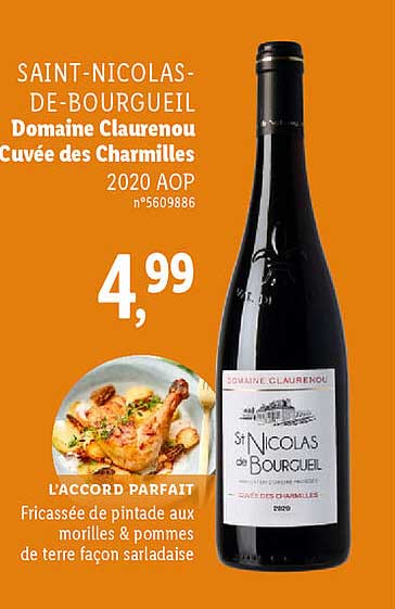 saint-nicolas-de-bourgueil domaine claurenou cuvée des charmilles 2020 aop
