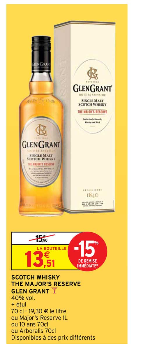 scotch whisky the major's reserve glen grant