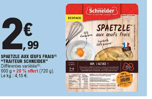 Spaetzle Aux Oeufs Frais "traiteur Schneider"