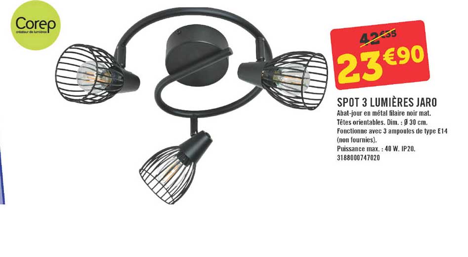 spot 3 lumières jaro