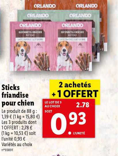 Sticks Friandise Pour Chien Orlando