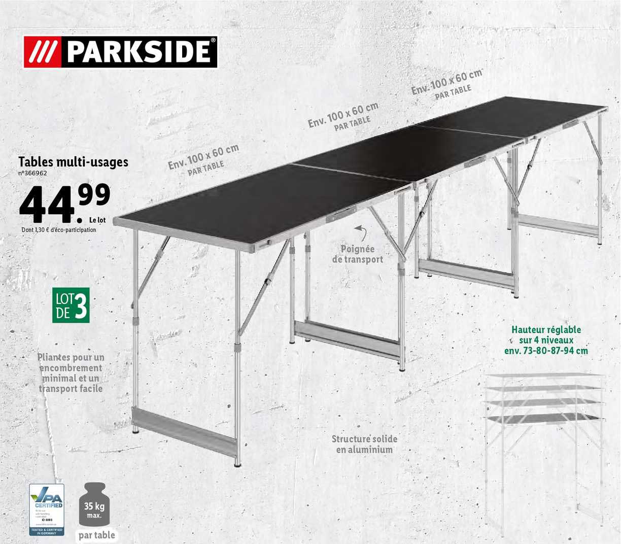 table multi-usages parkside