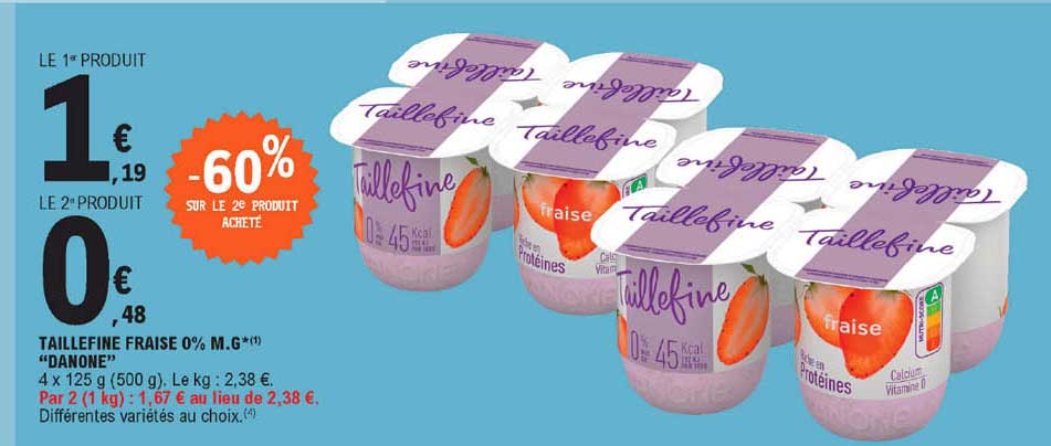 taillefine fraise 0% m.g. "danone"