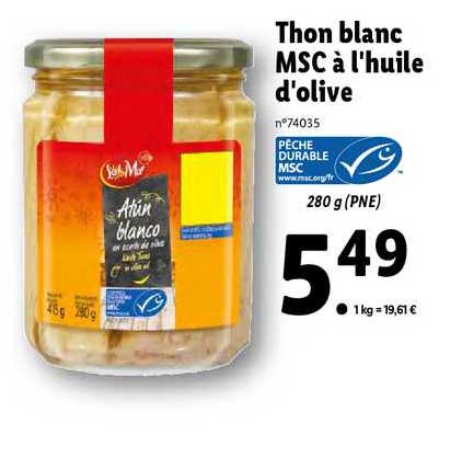 thon blanc msc à l'huile d'olive sol & mar