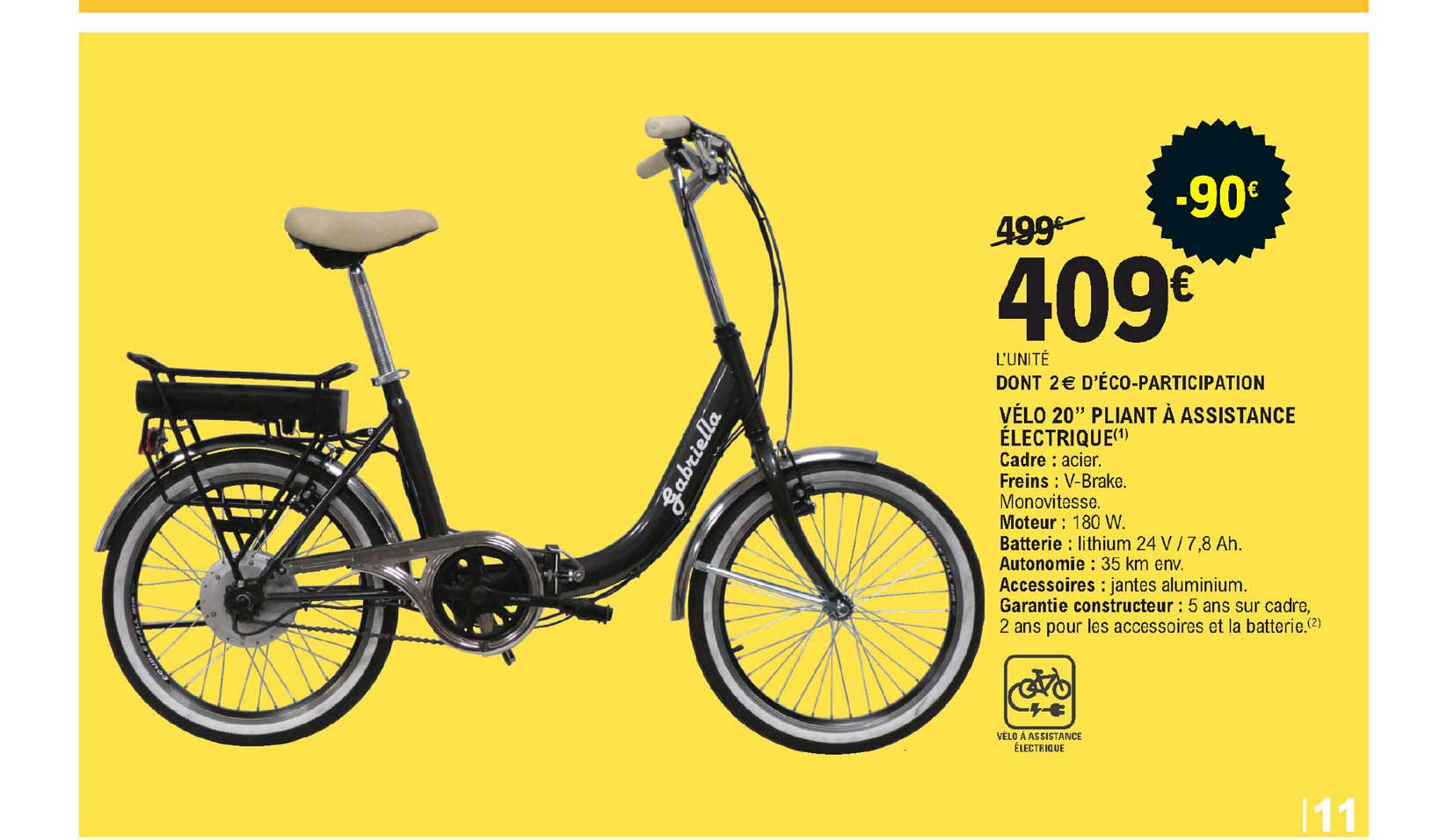 vélo 20" pliant à assistance électrique