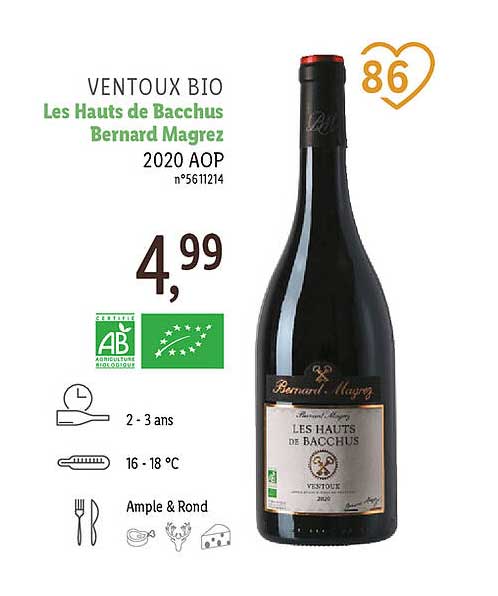 ventoux bio les hauts de bacchus bernard magrez 2020 aop