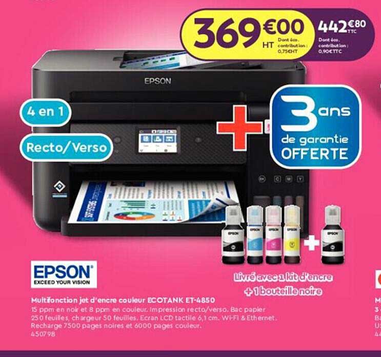 multifonction jet d'encre couleur ecotank et-4850 epson