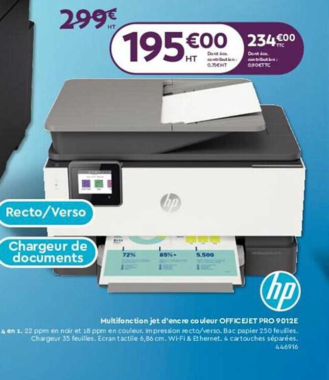 multifonction jet d'encre couleur officejet pro 9012e hp