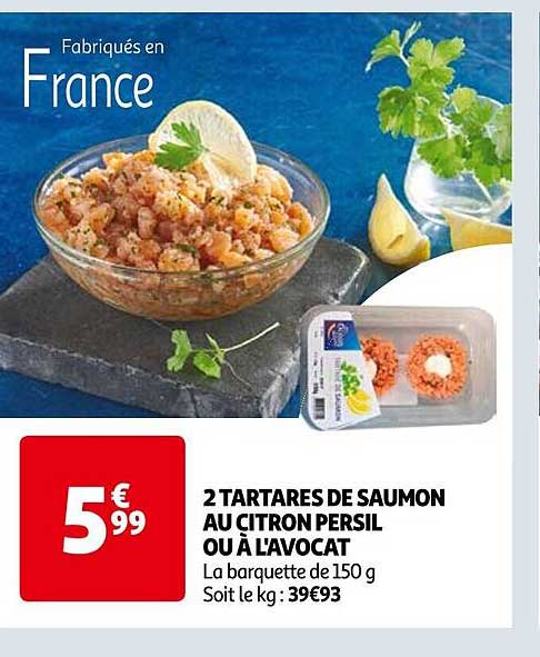 2 tartares de saumon au citron persil ou à l'avocat