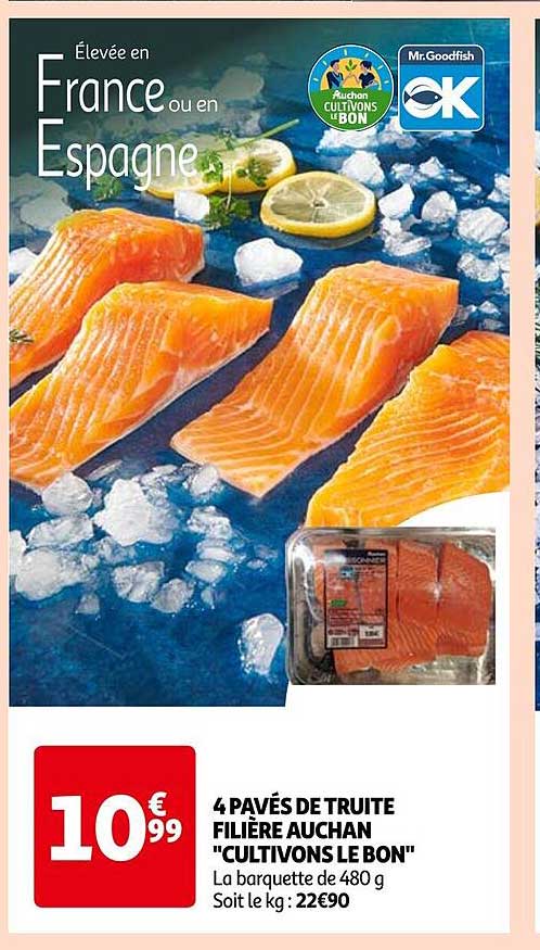 4 pavés de truite filière auchan "cultivons le bon"