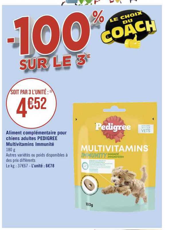 aliment complémentaire pour chiens adultes pedigree multivitamins immunité
