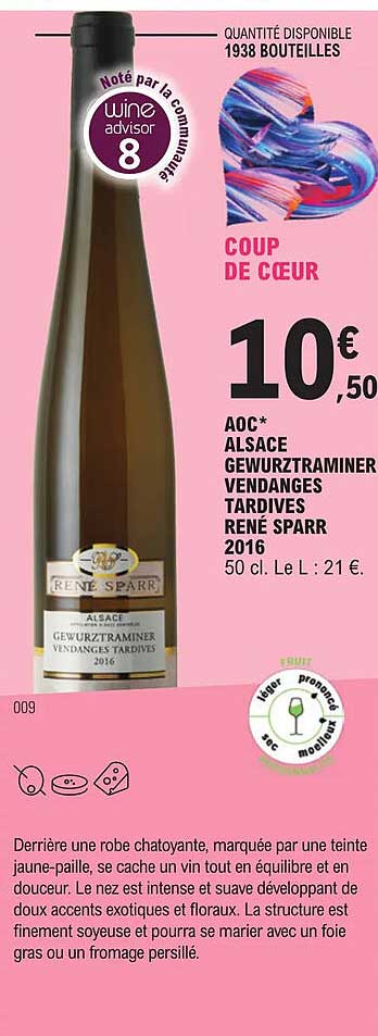 aoc alsace gewurztraminer vendanges tardives rené sparr 2016