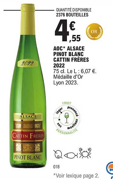 aoc alsace pinot blanc cattin frères 2022