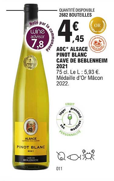 aoc alsace pinot blanc cave de bebleheim 2021