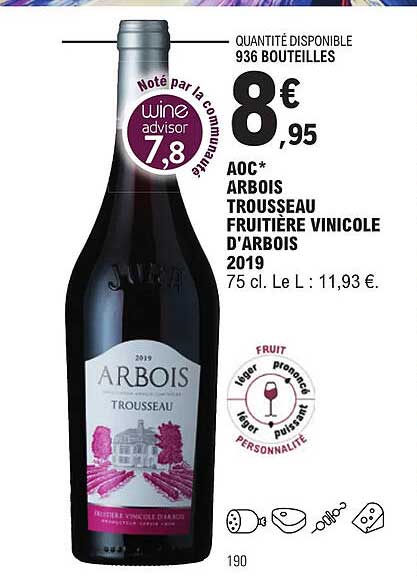 aoc arbois trousseau fruitière vinicole d'arbois 2019