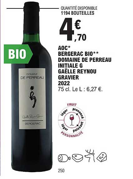 aoc bergerac bio domaine de perreau initiale g gaëlle reynou gravier 2022