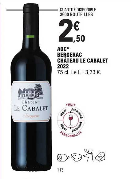 Aoc Bergerac Château Le Cabalet 2022