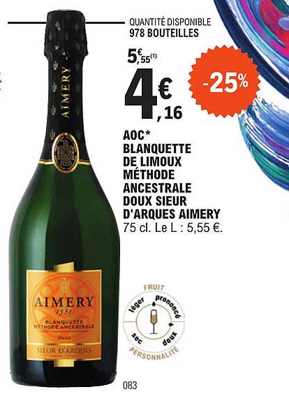 aoc blanquette de limoux méthode ancestrale doux sieur d'arques aimery
