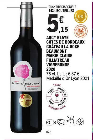 aoc blaye côtes de bordeaux château la rose beaumont marie claire filliatreau vigneronne 2020