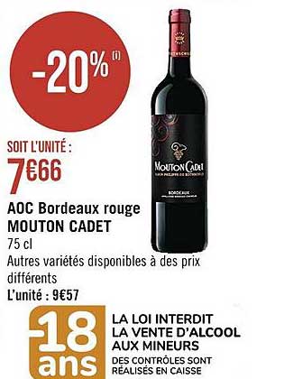 aoc bordeaux rouge mouton cadet