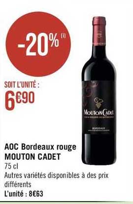 aoc bordeaux rouge mouton cadet