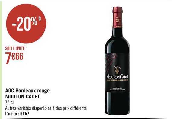 aoc bordeaux rouge mouton cadet