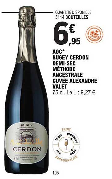 aoc bugey cerdon demi-sec méthode ancestrale cuvée alexandre valet