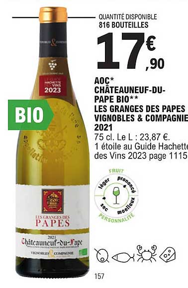 aoc châteauneuf-du-pape bio les granges des papes vignobles & compagnie 2021