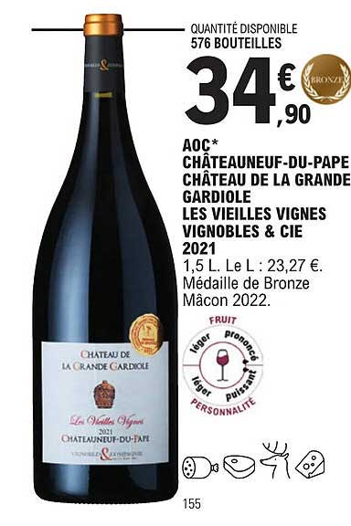 aoc châteauneuf-du-pape château de la grande gardiole les vieilles vignes vignobles & cie 2021