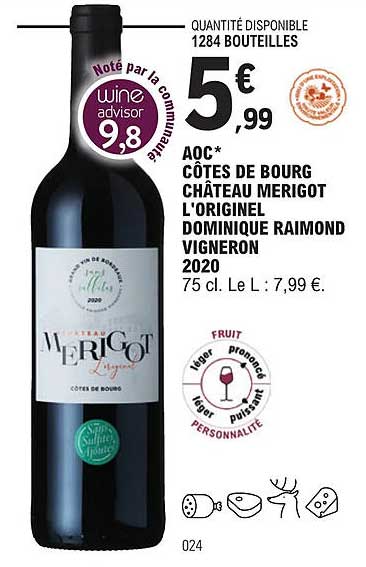 aoc côtes de bourg château merigot l'originel dominique raimond vigneron 2020