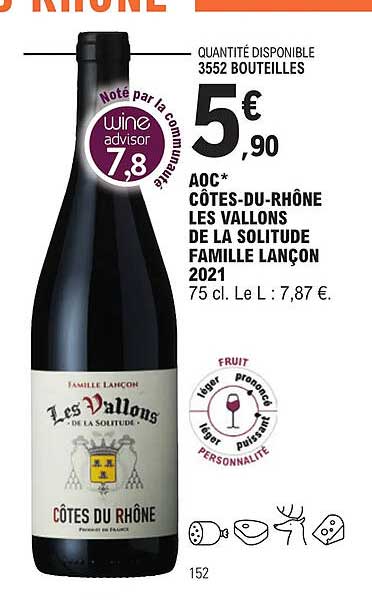 aoc côtes-du-rhône les vallons de la solitude famille lançon 2021