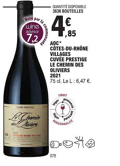 aoc côtes-du-rhône villages cuvée prestige le chemin des oliviers 2021