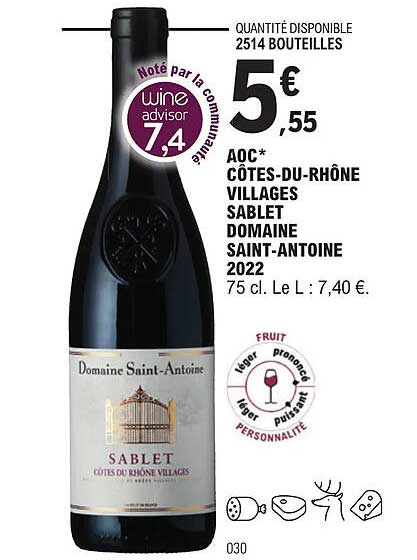 aoc côtes-du-rhône villages sablet domaine saint-antoine 2022