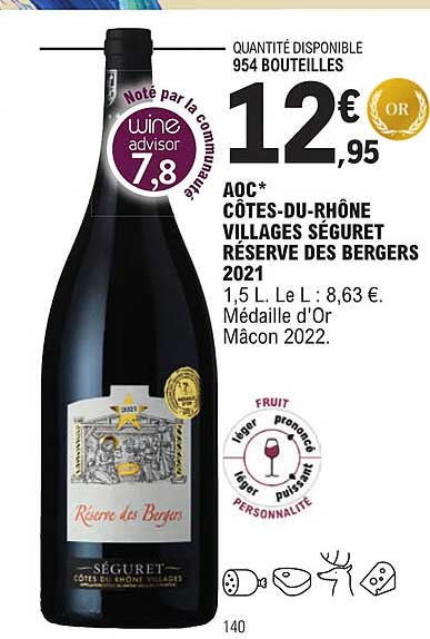 aoc côtes-du-rhône villages séguret réserve des bergers 2021
