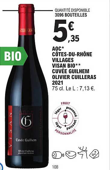 aoc côtes-du-rhône villages visan bio cuvée guilhem olivier cuilleras 2021