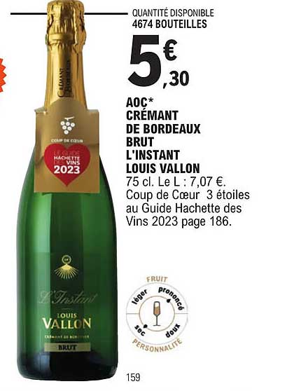 aoc crémant de bordeaux brut l'instant louis vallon